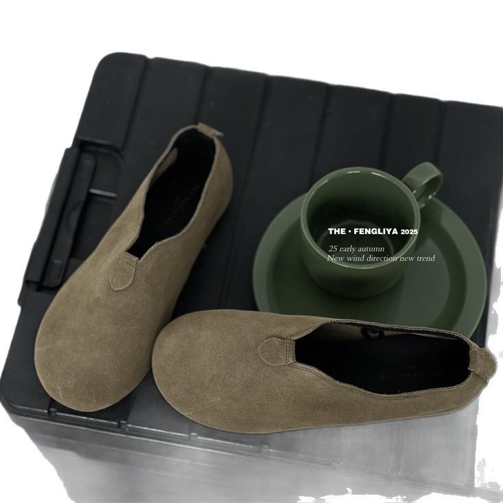 Soft-soled Single Shoes Women's 2025 Autumn New Flat Shoes One-pedal Grandma Shoes Women's Versatile Doudou Shoes
