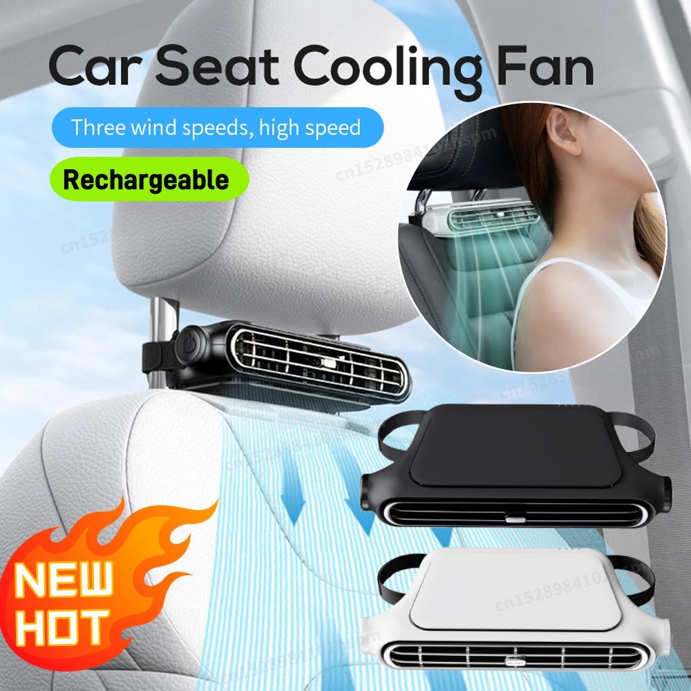 Portable Car Seat Fan for Front Rear Seat Passenge Rechargeable Car Headrest Cooling Air Fan Adjustable Strap Car Interior Fan