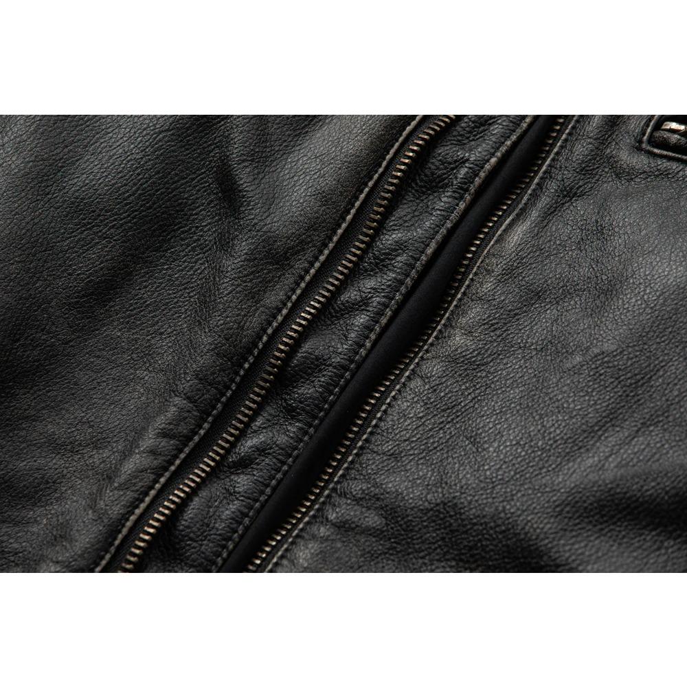 Giacca da motociclista in vera pelle da uomo vintage di taglia cinese, in pelle di mucca naturale, cappotto maschile autunnale
