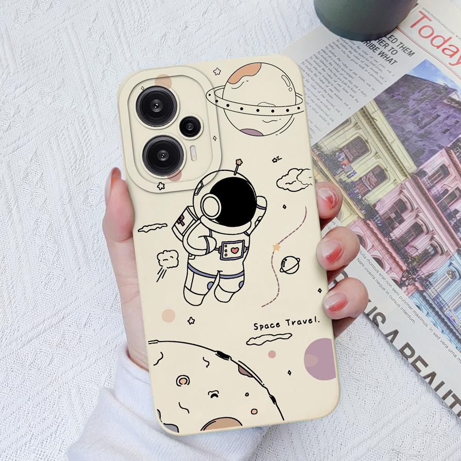 Case For Poco F5 Pro Painted Flowers Soft Liquid Silicone Camera Lens Protection Back Cover For Xiaomi Poco F 5 F5Pro Protectors