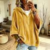 Women's Velvet Hooded Sweatshirt with Drawstring, Loose Fit Sleeve