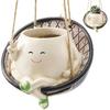 Smily Face Flower Pot Mini Cute Swing Flower Container Resin Succulent Flowerpot Creative Wall Hanging Head Planter Garden Decor