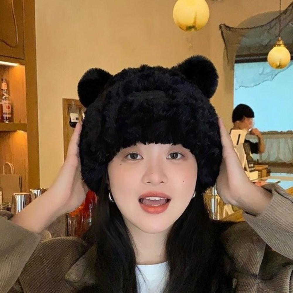 Gifts Korean Style Bear Plush Hat Windproof Soft Plush Pullover Hats Keep Warm Thickened Ear Protector Hat Autumn and Winter