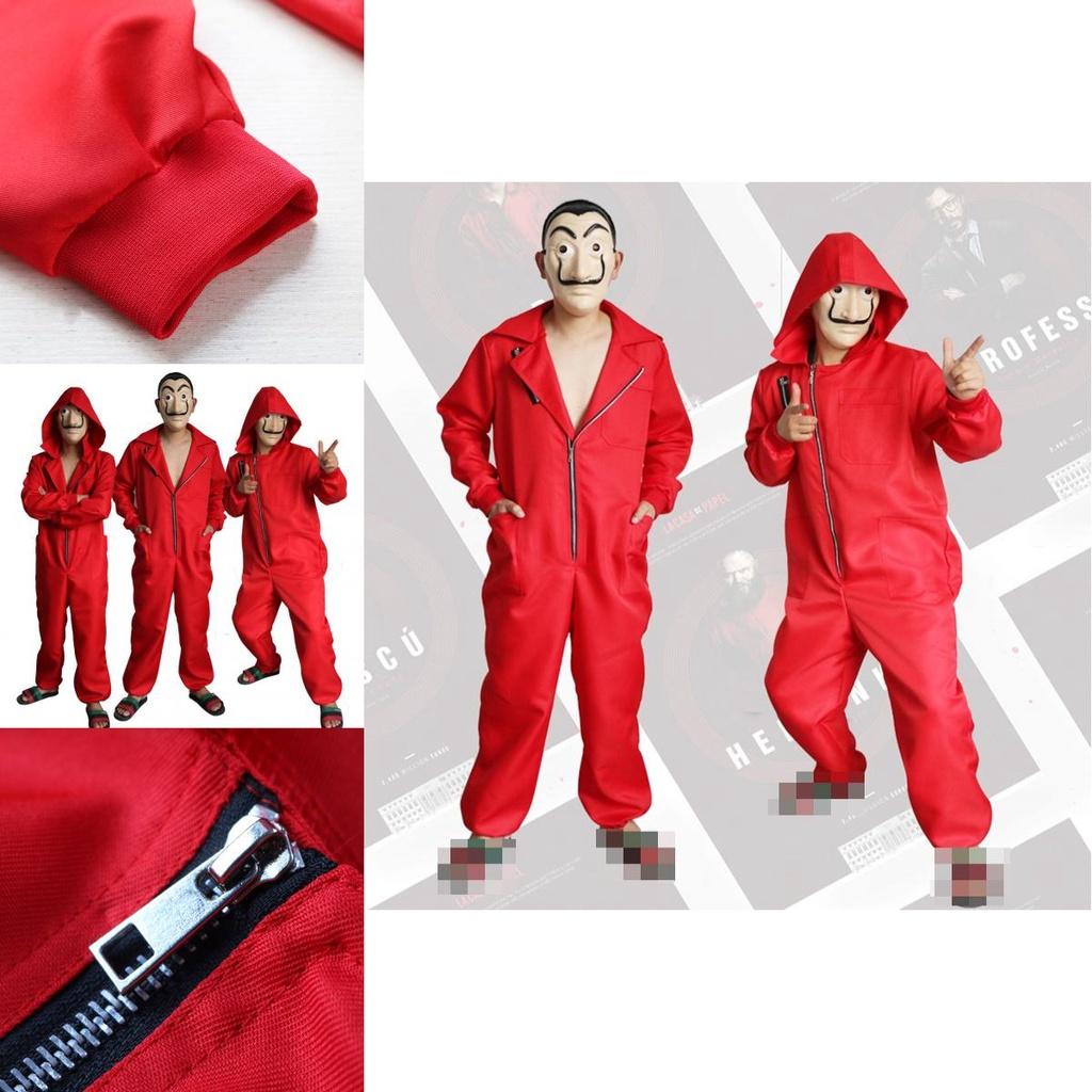 Salvador Dali Money Heist Cosplay Costume For Adults In Stylish Red Jumpsuit Design
