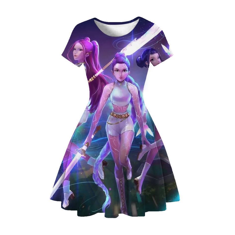 

3D-друкована вечірня сукня Мисливиці на демонів K-POP для дівчат Kid s Size 160cm