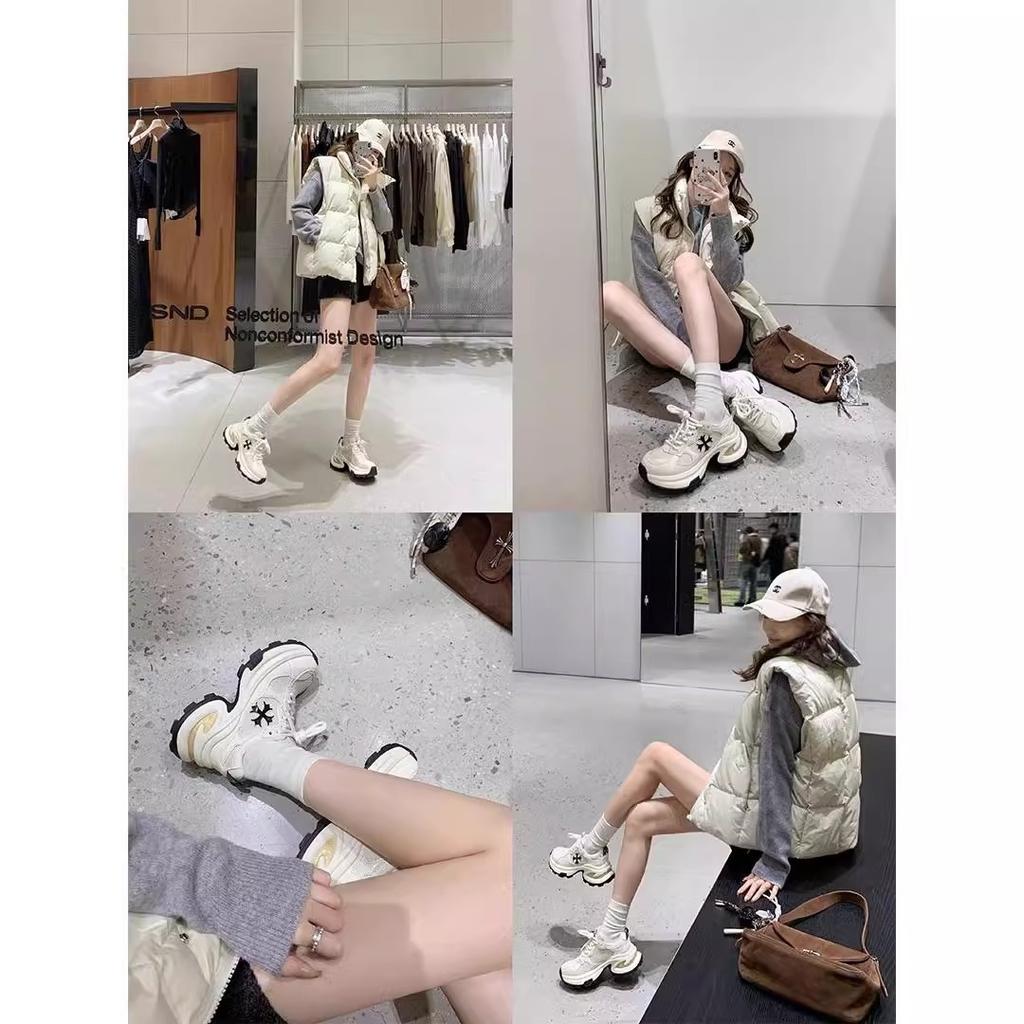 Thick-soled dad shoes women's spring 2025 new small height increase lightweight mesh breathable sports and leisure women's shoes