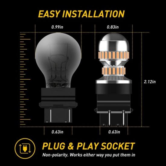 2x 3157 AUXITO LED Kierunkowskaz Przedni Sygnałowy Żarówki CANBUS Bursztynowy Jasny Super HD EV