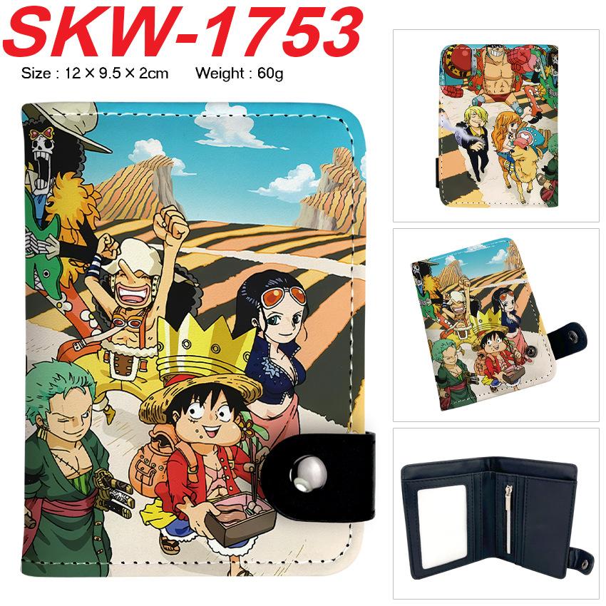 One Piece Anime Druckknopf Geldbörse Vertikaler Kartenhalter Münzbörse für Schüler Männer Frauen