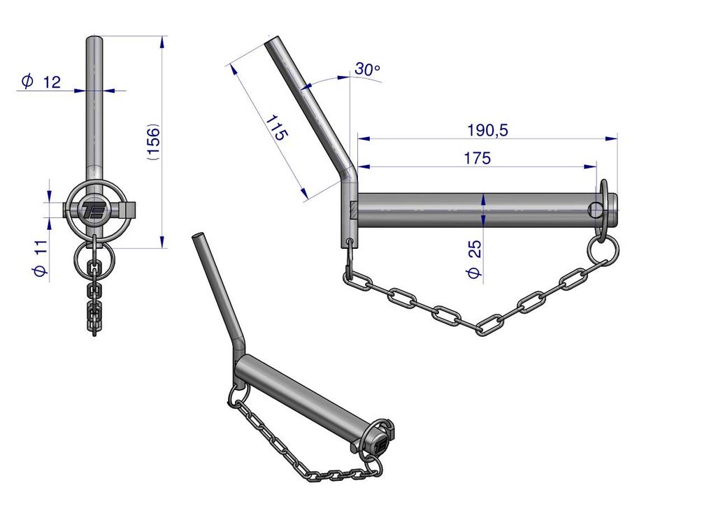 Hitch Pin with Bent Handle 25X175 Teger