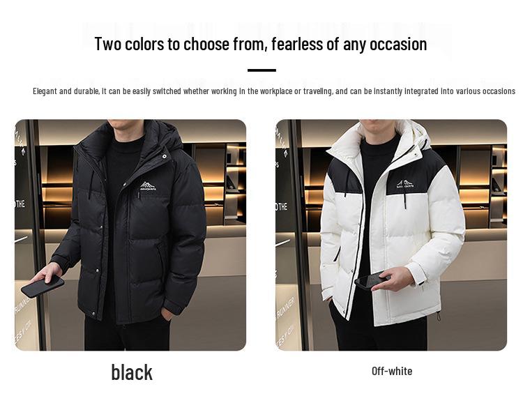 Men's Winter Trendy Hooded Down Jacket 2024: Thick, Warm, Stylish Duck Down Coat for Boys