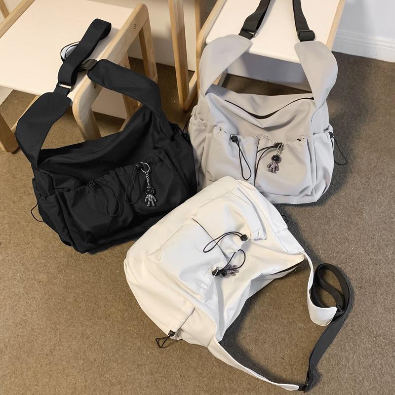 Japanese Style Messenger Bag, Solid Color Casual Satchel, Simple Large Capacity Functional Tooling Shoulder Bag