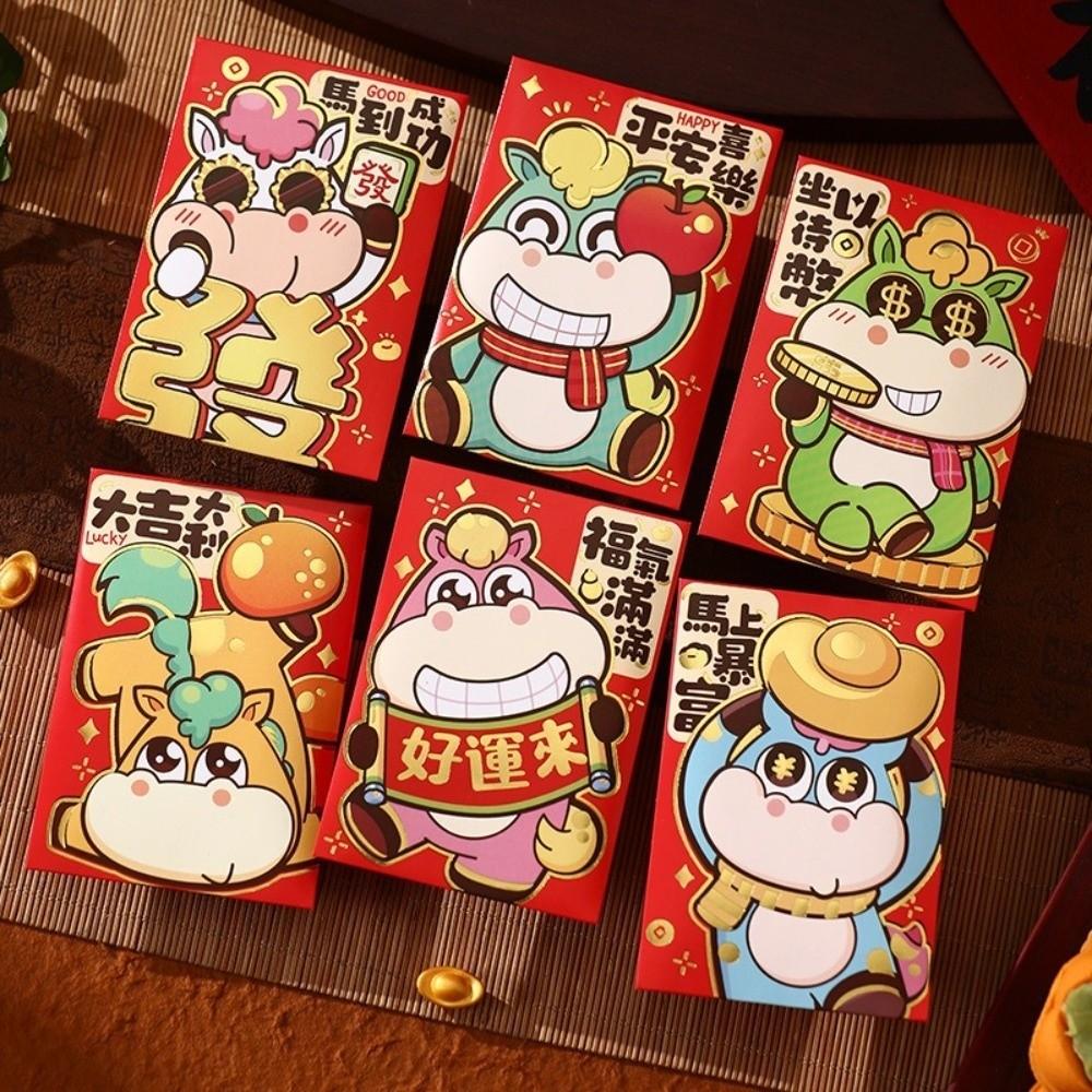 6pcs Thickened Lucky Red Pocket Blessing Money Envelope Red Pocket New Year Money Bag  Birthday Gift