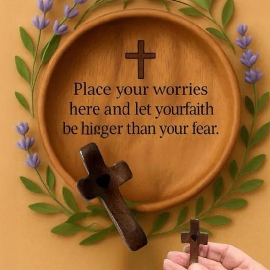 Wooden Prayer Bowl Farmhouse Rustic Handcrafted Bible Verses Faith Bowl Round
