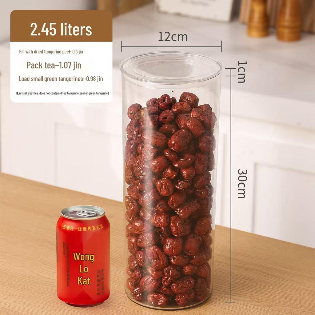 Large Capacity Food-Grade PET Storage Jar for Dried Tangerine Peel, Tea, and More.