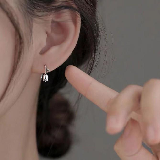 Elegant Tulip Flower Earrings: Light Luxury, Forest Style Ear Hooks
