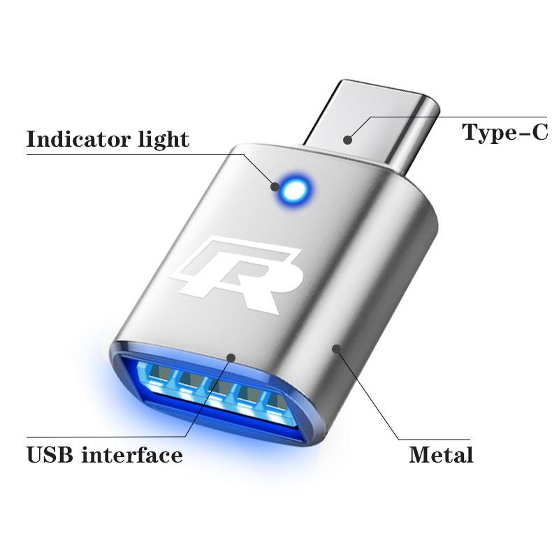 Car Type-C To USB 3.0 Interface Converter Charging Adapter For VW GTI Atlas Jetta Touareg Variant Golf Polo Taos Nivus Passat Ti BDH1