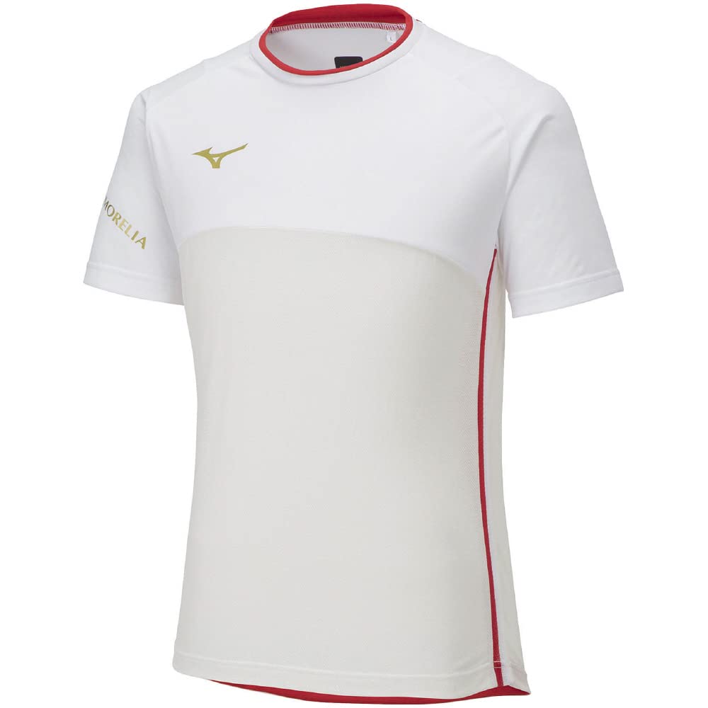 Mizuno Morelia Hybrid Field Short Highly Solar Cut Soccer Size S Shirt, Sleeve, Breathable, Fabric, Wear, P2MAA002, White,