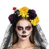 Floral Halloween Skull Hair Hoop Artificial Flower Ghost Festival Headpiece  Carnival Events