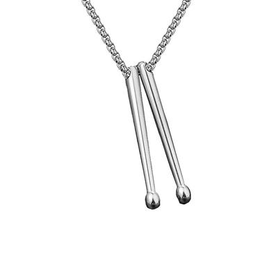 Titanium Steel Drum Stick Necklace, Stainless Steel Pendant Necklace Men'S And Women'S Fashion Pendant