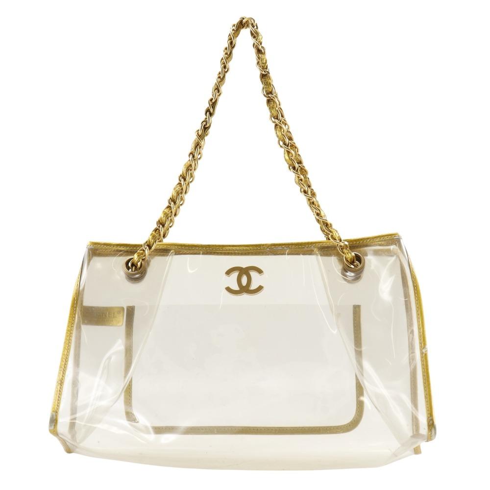 

CHANEL COCO Mark Tote Bag Chain tote Gold / clear Plastics Women Used