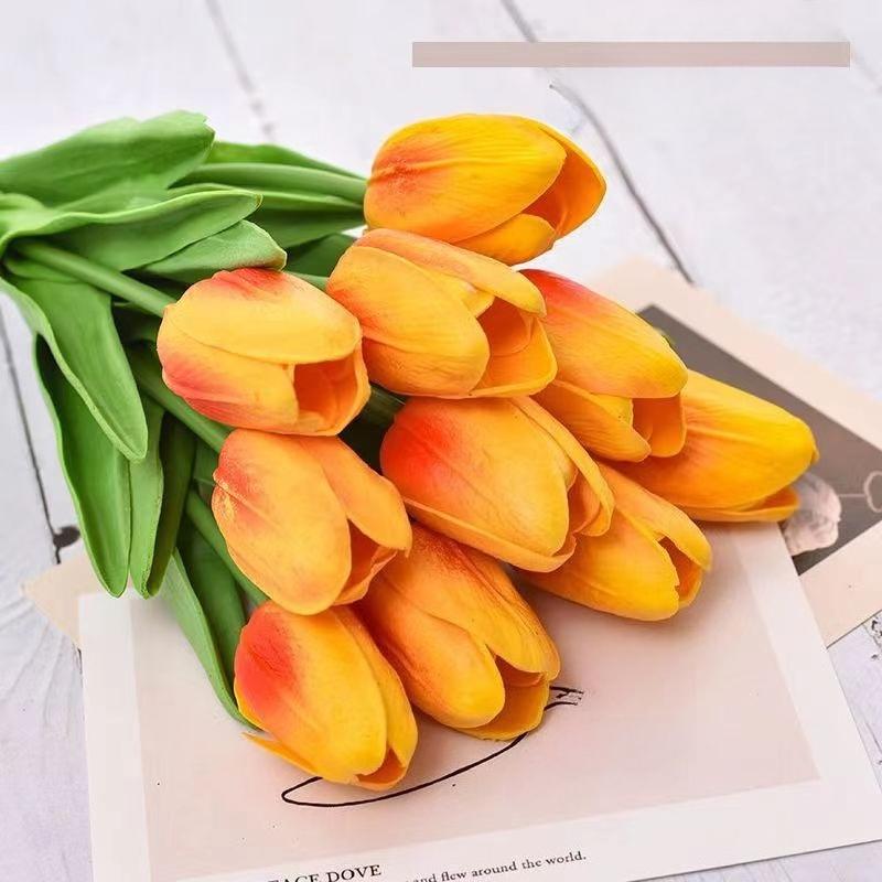 10Pcs  34cm Artificial Floral Tulip Bouquet Real Touch Flowers for Home Decoration Wedding Decor