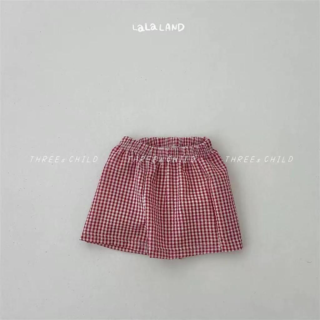 Korean Style Unisex Kids Plaid Beach Shorts