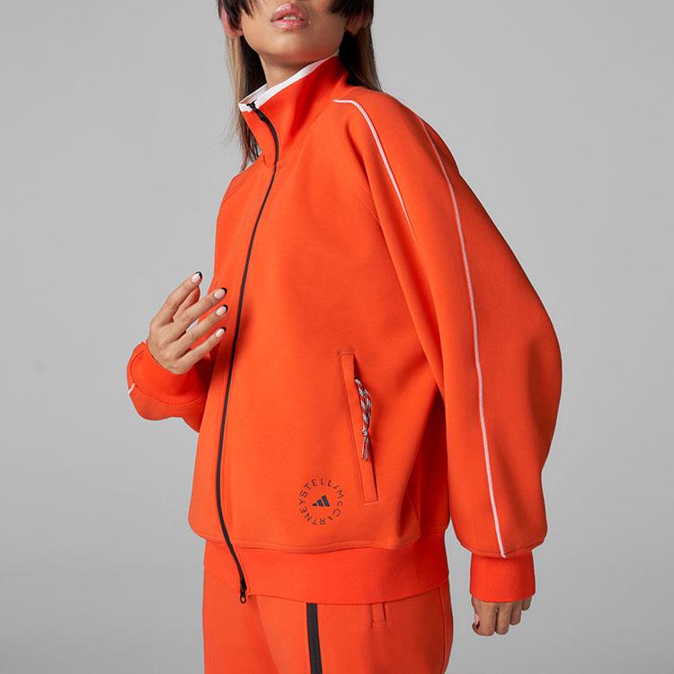 Adidas Solid Color Logo Sports Stand Collar Jacket Women Jacket Orange Yellow H59286