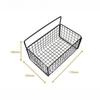 Black Iron Wall Storage Basket No Drill Sticky Hooks Rustproof Organizer for Bathroom Kitchen Pantry