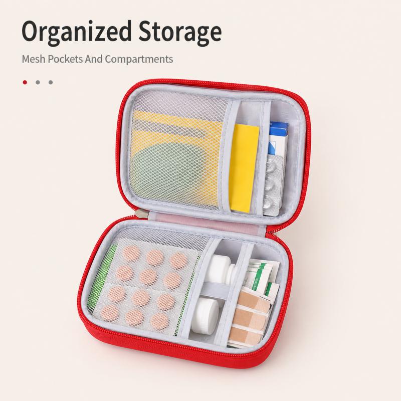 Portable First Aid Storage Bag Oxford Cloth Medicine Organizer Pouch With Zipper Compartments For Home Travel Outdoor Daily Use Small Items