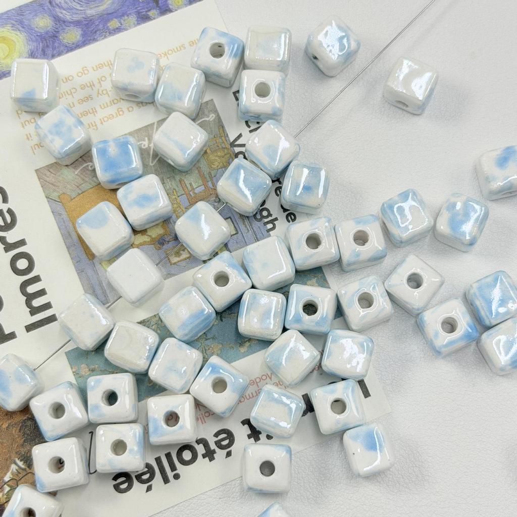 Colorful 3D Square Ceramic Beads for DIY Necklaces and Bracelets