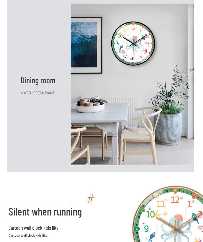 [8 inches 20cm] Silent Creative Children's Wall Clock for Living Room or Kids' Room
