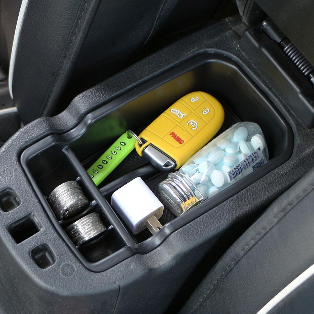 Armrest Storage Box Holder Container for Jeep Compass 2017-2019 Black Car Parts Interior Accessories
