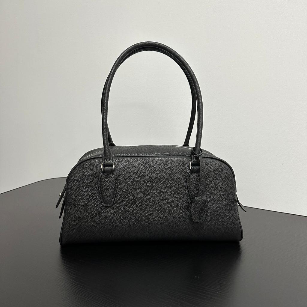 New top-layer cowhide underarm pillow bag one-shoulder casual zipper bowling women's bag old money style minimalist bag
