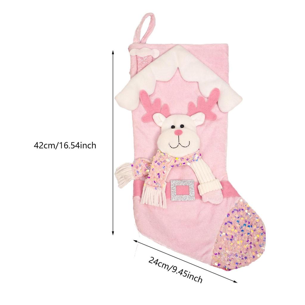 Christmas Stocking Storage Pouch Creative Sequin Christmas Sock for Christmas Tree Window Festival Front Door Party Favor
