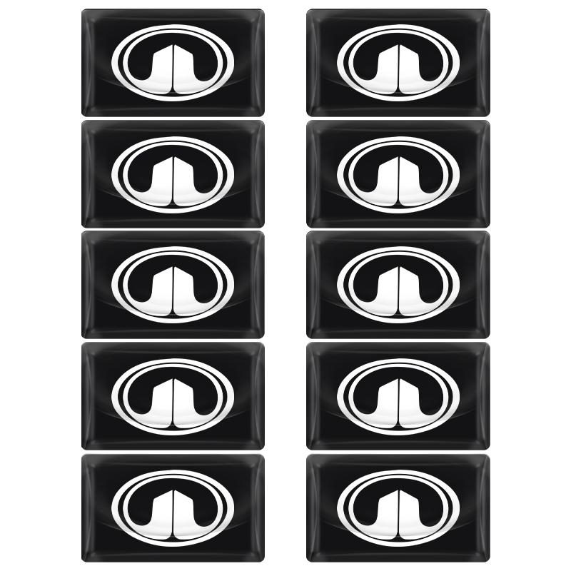 10Pcs Carbon Fiber Steering Wheel Car Logo Emblem 3D Stickers For BMW Mercedes benz Alfa Romeo Dodge Renault Mini Mazda Opel Toyota Ford Jeep Honda