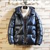 Casaco acolchoado com capuz para baixo, grosso, inverno, grosso, acolchoado, jaqueta, moda, tendência, homens, quente, brilhante, acolchoado