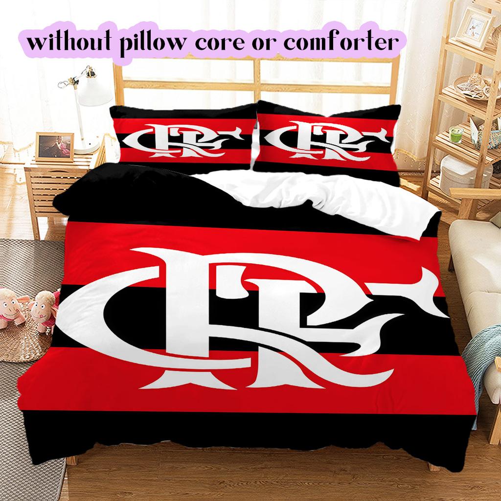 Flamengo Football Soccer Pattern Bedding,Quilt Set Quilt Cover Pillowcase Home Birthday Gift (1*duvet Cover+2*pillowcase,without Core)