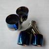 1Pair Car Accessories Glossy Blue Stainless Steels Dual Exhaust Tip Tailpipe Muffler Tip Exhaust System Auto Tools for All Car