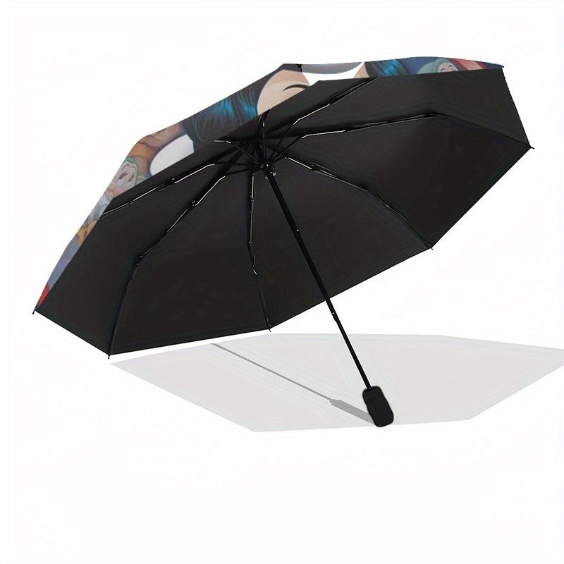 Snow White,Apple Themed Automatic Opening and Closing Folding Umbrella, Reinforced 8 Ribs, Compact Travel Design, Fashionable Folding Umbrel