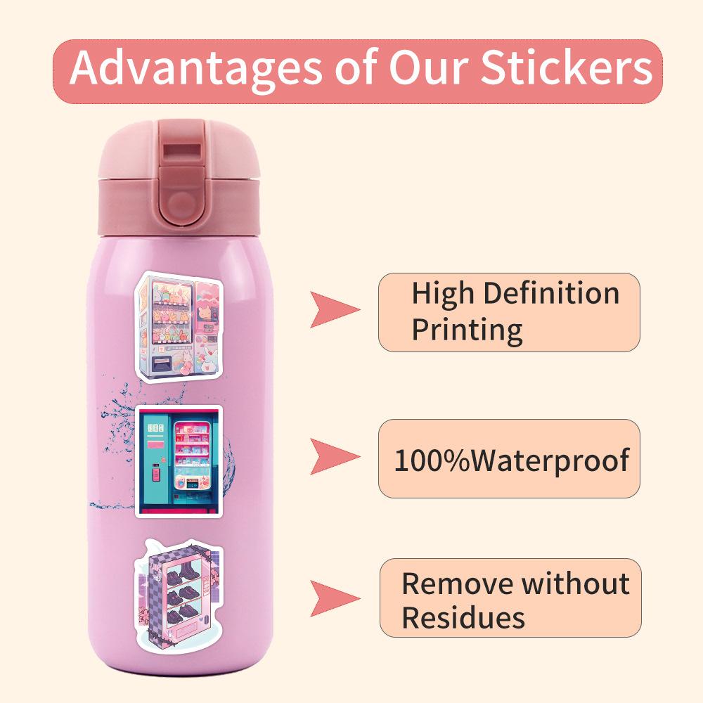 60 New Vending Machine Doodle Stickers Decorative Notebook Suitcase Cartoon Stickers