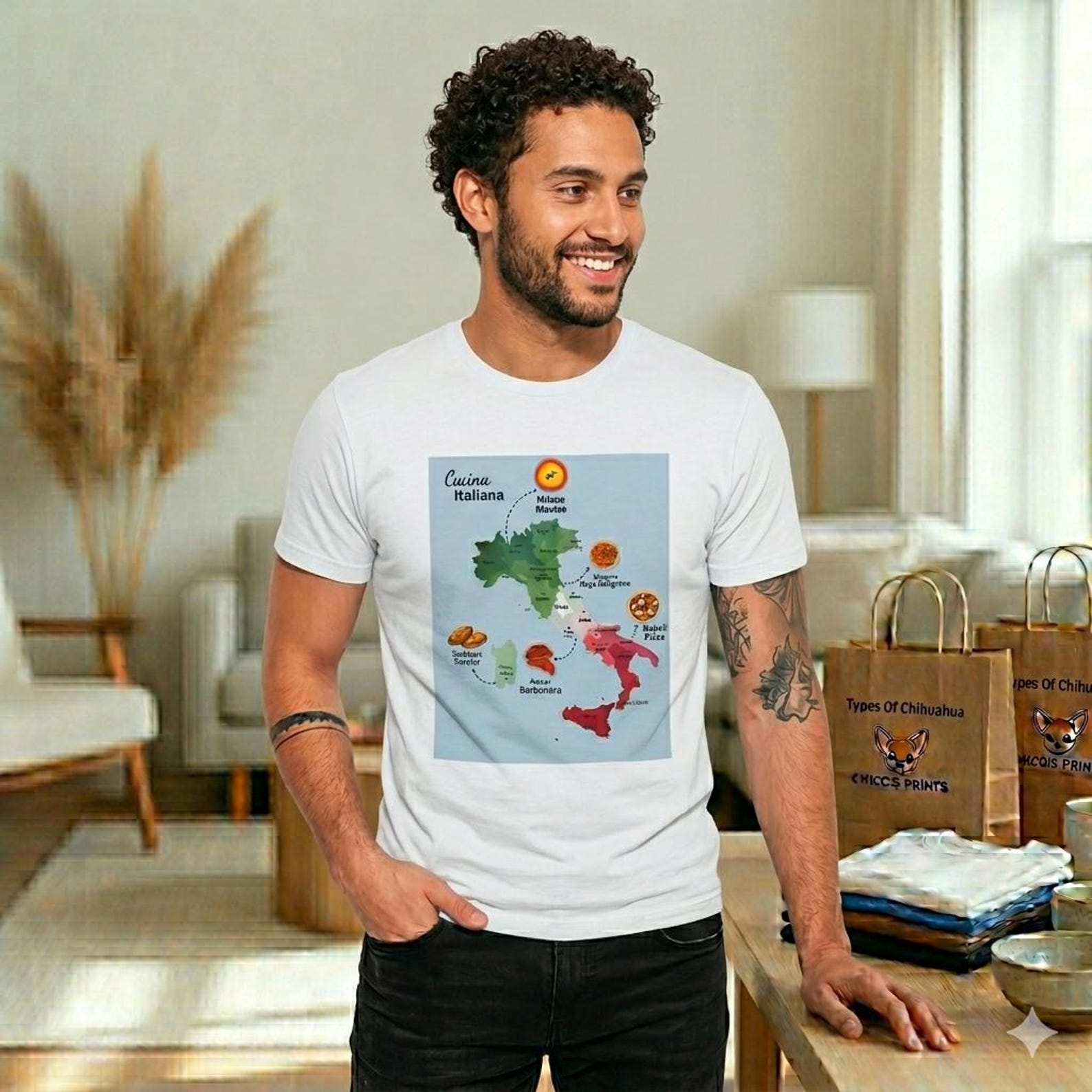 Italian Cuisine Map T-Shirt | Italian Food Regions Tee XL