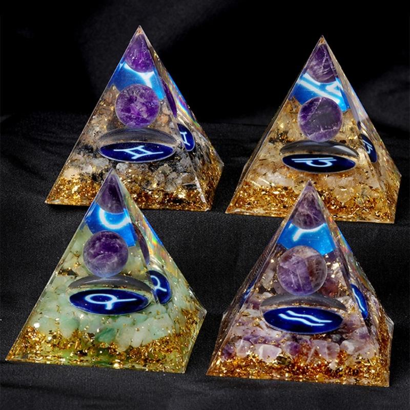 Zodiacs Orgone Pyramid Zodiacs Healings Crystals Stone Chakras Reiki Orgonite Crystals Pyramid Lucky Energys Home Decors