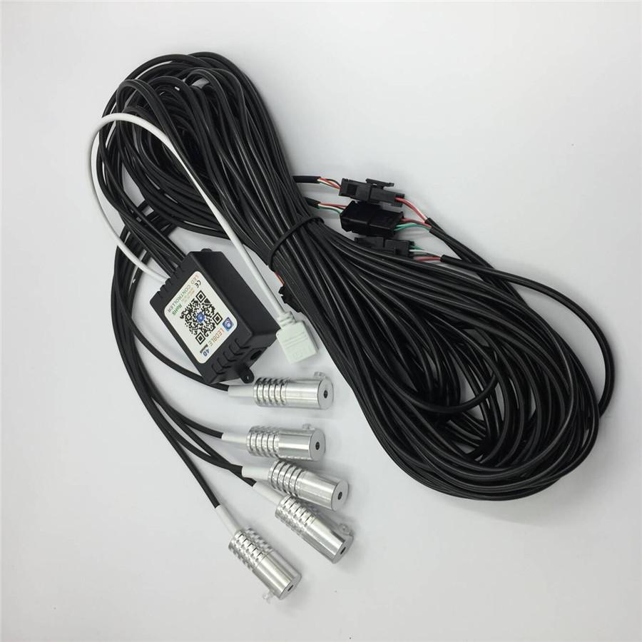 5Pcs RGB LED Car Interior Decor Atmosphere Lamp Foot Light Fiber Optical Strips
