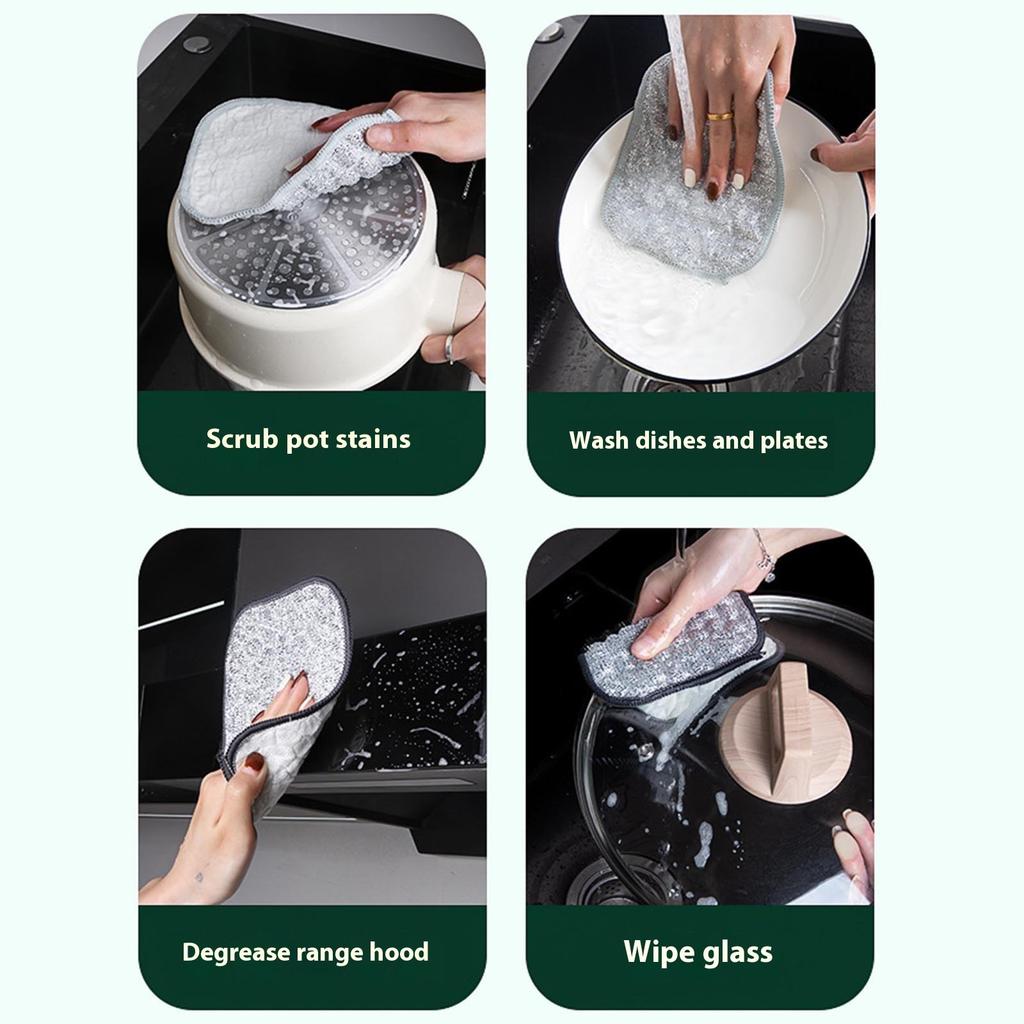 Efficient Kitchen Scouring Pad Scrubbing Sponge NonScratch Double Sided Cleaning Cloth for Dishes Pans Cookware 10PCS