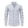 Four-sided Digital Printed Striped Long-sleeved Lapel Men's Shirt High-end Men's Shirt