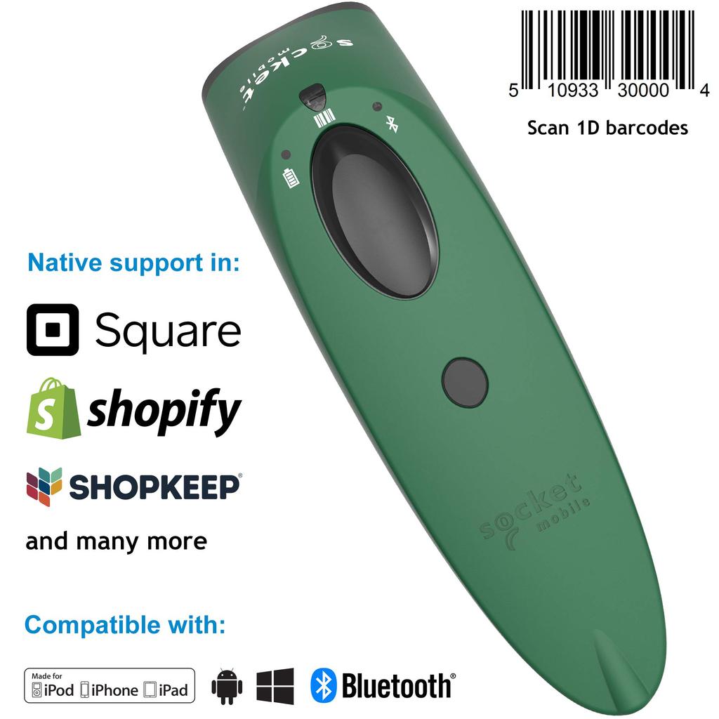 Bluetooth 1D Barcode Scanner Charging Dock (S700) + (Black) (Green)