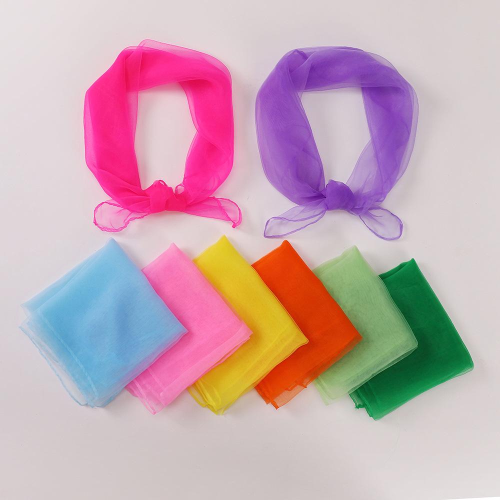 20pcs 60x60cm Gymnastics Scarves For Outdoor Game Dancing And Juggling Chiffon Towels Candy Colored Gym Towel Dance Gauze Scarf