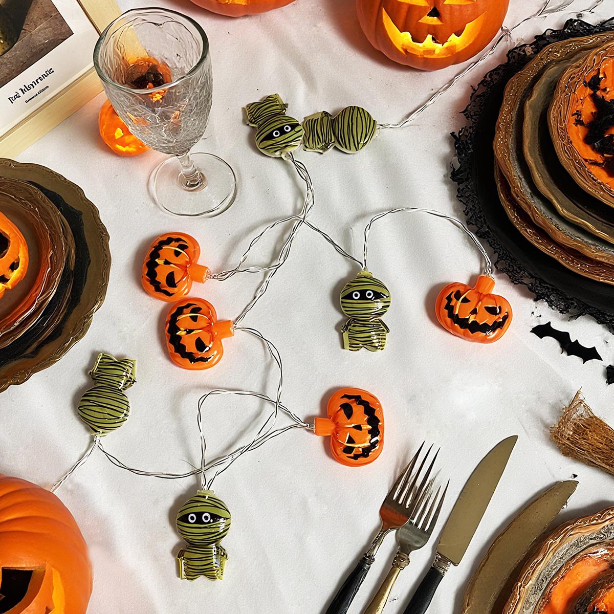 

1pc 10/20LED Halloween Pumpkin & Mummy String Lights Battery Operated For Home Bedroom Window Halloween Holiday Party Decoration 1.5M10LED теплый белый