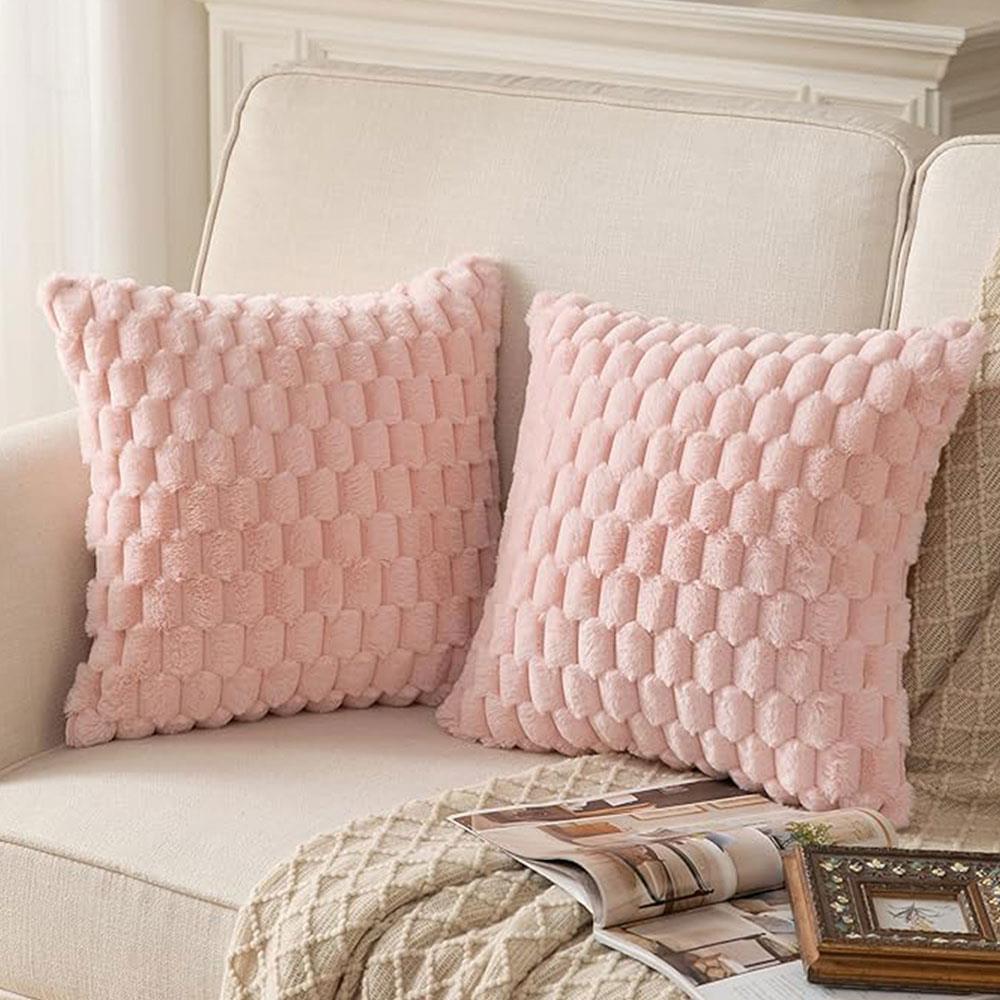 Boho Style Cushion Cover Cozy Plush Pillow Cover Pineapple Grid Decoration Double-sided Design Pillows Cover Sofa Pillowcase