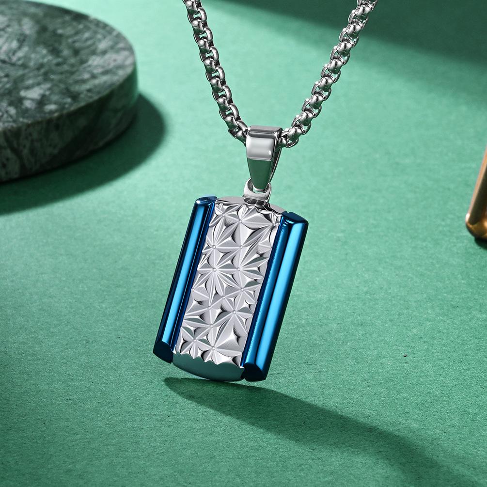 Военная подвеска Мужская подвеска с тисненой текстурой и трехмерной резкой Модная подвеска 2025 3MM+60CM